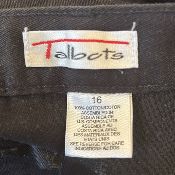 80s TALBOTS COTTON BLACK PLEAT FRONT PANTS W TAPERED LEG & 3 POCKETS SZ 16 - Picture 6 of 6